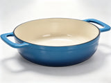 Cast iron 7.5QT cooking pot set - Gradient blue color - Includes two silicone gloves - Enamel pot 63775459