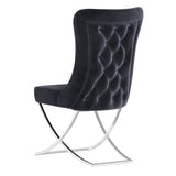 PrimeNest Noblesse Collection Upholstered Silver Legged Dining Chair, Set of 2, Black B030P286145