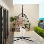 ZUN Outdoor Garden Rattan Egg Swing Chair Hanging Chair Wood W874126286