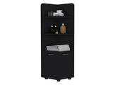 Corner Cabinet 62H" Tall with 3-Tier Shelf and 2-Door, Black B097P221673