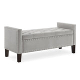 Upholstered Tufted Button Storage Bench with nails trim,Entryway Living Room Soft Padded Seat with W2186139087