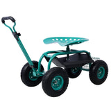 Rolling Garden Scooter Garden Cart Seat with Wheels and Tool Tray, 360 Swivel Seat,Green W46542630