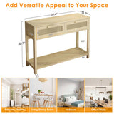 39.4" Rattan Console Table with 2 Drawers Entryway Table Wood Narrow Long Table Boho Console Table 66014133