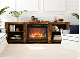58 Inch Rot Wood Color Double-Sided Cross Fireplace Cabinet with 18 Inch Fireplace Core, 149 * 40 * 54900712