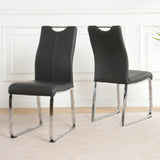 ZUN Modern Charcoal PU dining chair, cloth upholstered chair, electroplated metal chair legs, suitable W210P224289