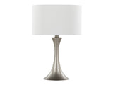 Lenuxe 24" Contemporary Metal Table Lamp in Frosted Silver Metal with Off-White Linen Shade from B202P224077