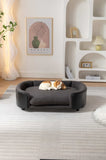 ZUN Scandinavian style Elevated Dog Bed Pet Sofa With Solid Wood legs and Black Bent Wood Back, Cashmere W794125945