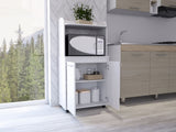 ZUN Rockford Kitchen Cart, Open Shelf, Double Door Cabinet, Two Interior Shelves B128P148971