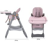 Adjustable Baby High Chair 0-6 Years Portable Infant Feeding Seat with Safety Belt, Silent W2699P299044
