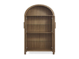 A high arched storage cabinet with a lamp, a modern retro-style wooden storage cabinet with 22213549