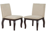 TREXM Set of 4 Dining chairs Wood Upholstered Fabirc Dining Room Chairs with Nailhead WF291264AAP