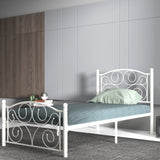 ZUN Twin Size Unique Flower Sturdy System Metal Bed Frame with Headboard and Footboard W21428124