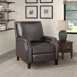 Push Back Reclining Chair Dark Brown Self-Reclining Motion Chair 1pc Cushion Seat Solid Wood Frame B011128300