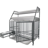 Large pet cage with rack, drawers with stainless steel food and water basins, double-layer W3064P245387