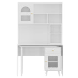 Computer Desk with 90 Degree Rotating Desktop, 43x70 Inch Office Desk with Storage Drawer and 66455576