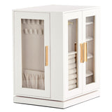 360&deg Rotating Jewelry Box with 5 Drawers - White Cabinet & Pink Velvet Storage 07488518