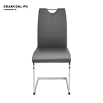 ZUN Modern Charcoal PU dining chair Living room chair upholstered chair, electroplated metal chair leg W210P199113