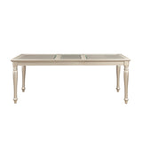 Traditional Design Silver Finish Dining Table 1pc Extension Leaf Glass Insert Top Formal Dining Room B01152850