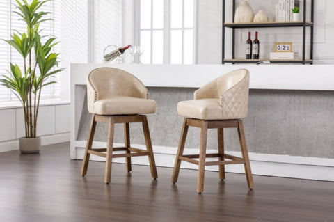 ZUN Bar Stools Set of 2 Counter Height Chairs with Footrest for Kitchen, Dining Room And 360 Degree 93004093