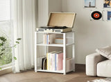 3 Tier Turntable Table with Vinyl Storage for up to 100 Albums, End Side Table for Living RoomWhite 00719822