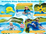 74 " Inflatable Marine Spray Pool with Shark Slide & Lighthouse Sprinkler, Kids Water Play Center 00427621