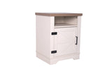 Farmhouse Nightstand , Beside Table with Barn Door, Modern End Side Table with Storage for Bedroom, W3151P264507