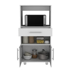 ZUN Worland Pantry Cabinet with Microwave Stand, Multi-Functional with Drawer and 2-Door B200P173200