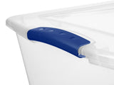 Large Latching Storage Bin, 66 Quart Clear Plastic Storage Container with Clear Lid, Blue Latch, 6 47148597