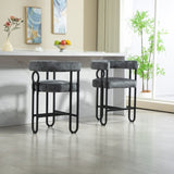 ZUN House Hold Bar Set of 1, Modern Bar Stool with Back, Black Metal Frames, Upholstered Bar W1588P207633