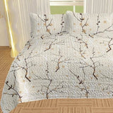 3pcs Minimalist Tree Branch Patterned Blankets Suitable For All Seasons, Including Flower And Autumn 05344033