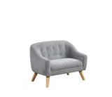 Amelia 28"W Gray Chenille Kids Sofa with Tufted Back and Wooden Legs B061P236764