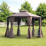 13ft x 13ft Patio Gazebo-Coffee-AS 04707671