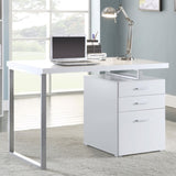 White 3-drawer Reversible Office Desk B062P145660