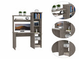 Light Grey 6-Shelf Writing Desk with Built-in Bookcase B06280291