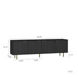 ZUN Black Modern TV Stand Fluted 68" with Power Outlet, Entertainment Center with Storage Doors, TV W1321P242590