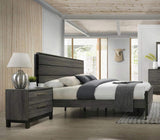 Ioana Antique Grey Finish 3-Piece Wood Bed Room Set, King Size Bed and Two Nightstands T2574P202572