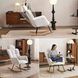 055-Teddy Fabric Upholstered Nursery Rocking Glider Chair Modern Accent Armchair Padded Seat with W527P228306