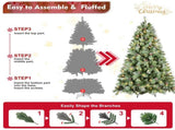 4FT Christmas Tree with 150 Warm White LED Lights 376 PVC & Hard Needle Tips, 32 Pine Cones, T3637P598465