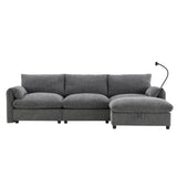 96.5'' Chenille Sectional Sofa with Storage Ottoman and Pockets,Adjustable Phone Holder,Wide,4 61135243
