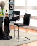 ZUN Modern Elegance Black Color Leatherette 2pcs Counter Height Dining Chairs Chrome Metal Legs Dining B011P178973