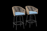 Outdoor Bar Stools Set of 2, 2-Piece Patio Bar Stools Armrests, All Weather Rattan Bar Chairs W640P256795