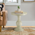 ZUN Antique White Accent Table with Pedestal Base B062P185650