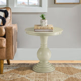 Antique White Accent Table with Pedestal Base B062P185650