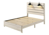 ZUN 1pc Rustic Style Butcher Block Finish Weathered Cream White Finish Queen Size Bed w/ Lamp Wooden B011P230854