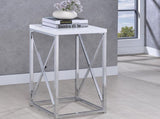 Glossy White and Chrome Accent Table B062P145497