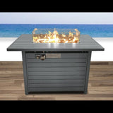25'' H x 42'' W Steel Propane Outdoor Fire Pit Table with Lid B120P203191
