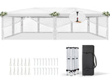 10x20 ft Instant Pop Up Canopy Tent White, 6 Mesh Panels 2 Doors 4 Net 41921225