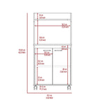 ZUN Rockford Kitchen Cart, Open Shelf, Double Door Cabinet, Two Interior Shelves B128P148971