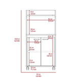 ZUN Rockford Kitchen Cart, Open Shelf, Double Door Cabinet, Two Interior Shelves B128P148971