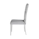 Set of 2 Velvet Upholstered Side Chairs, Grey and Chrome B016P227275